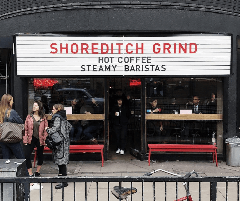 Breakfast at Shoreditch Coffee Shop (e.g., Shoreditch Grind)